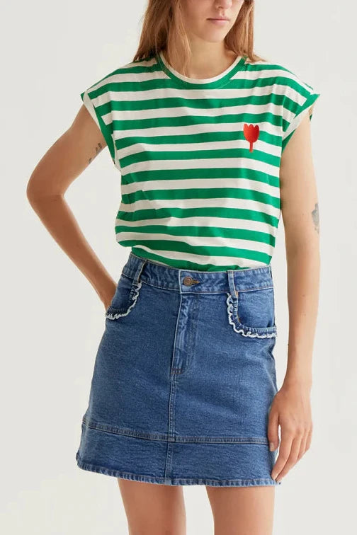 Maglia rigata Tulipano red